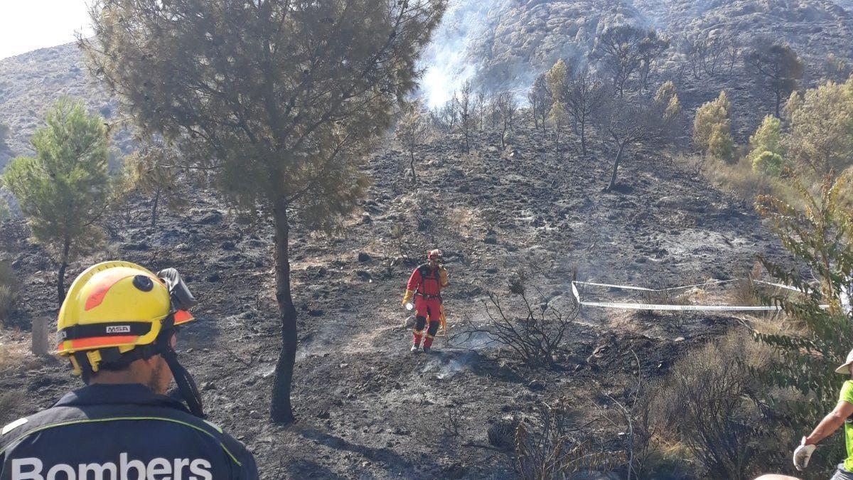 Bomberos y voluntarios de ACIF Salinas durante las tareas de extinción.