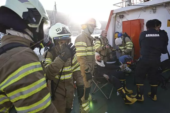 Simulacro de incendios de la Armada en el Arsenal Militar de Cartagena