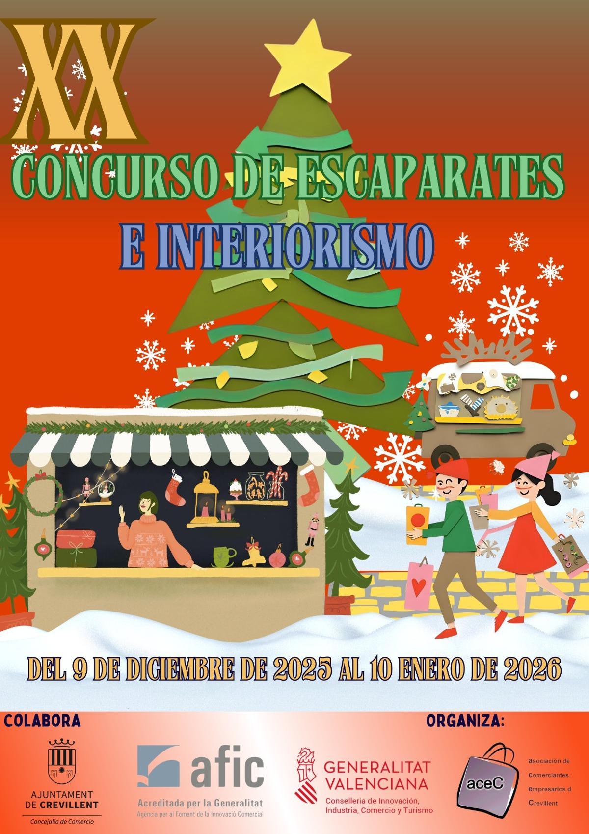 Cartel del concurso de escaparates, que en Crevillent ha llegado esta Navidad a su edición número 20