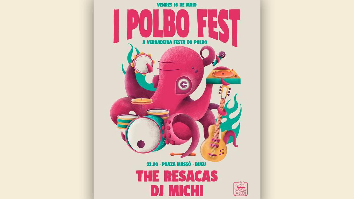 El cartel del I Polbo Fest de Bueu.