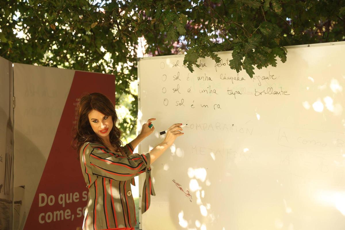 Yolanda Castaño durante su exposición.