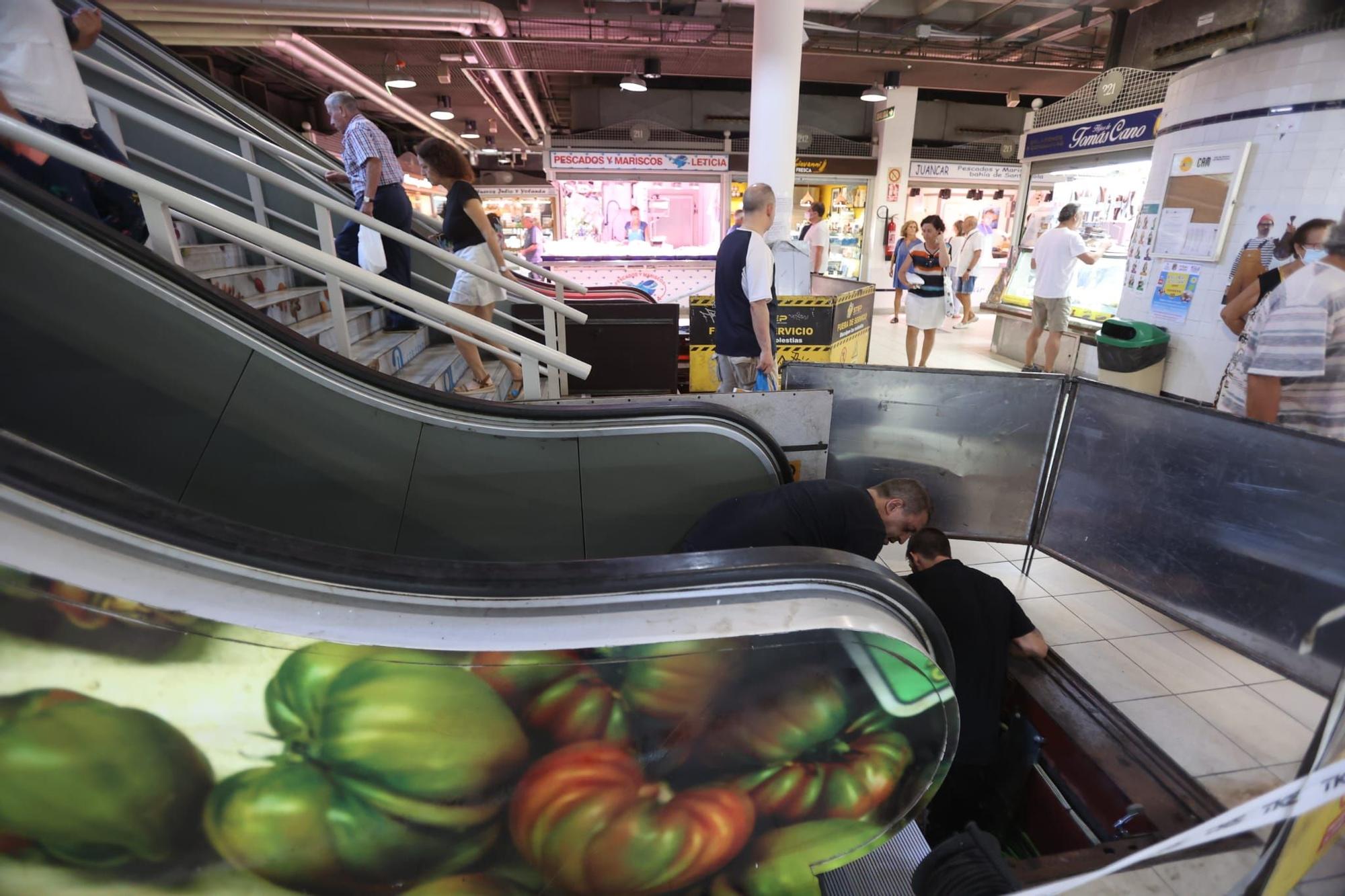 Avería en las escaleras mecánicas del Mercado Central de Alicante