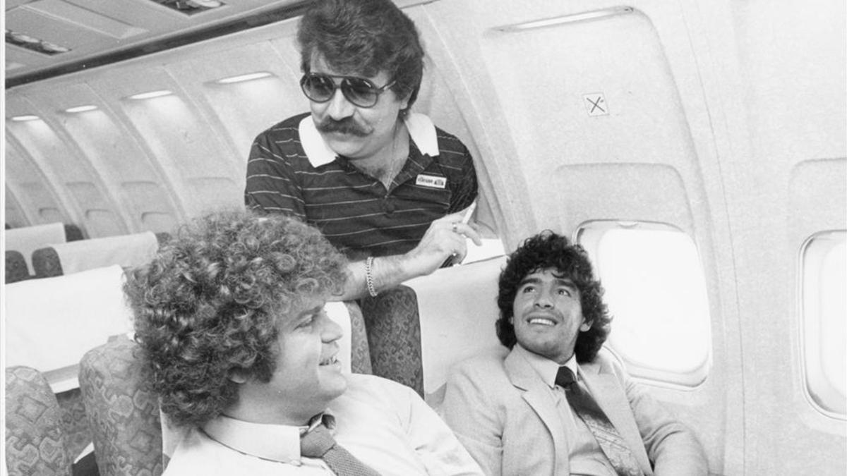 Cyterszpiler, junto a Minguella y Maradona, en 1982
