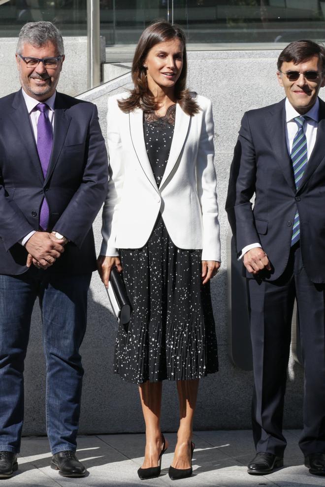 Doña Letizia en la Sede de la Agencia de Noticias Servimedia el 10 de septiembre de 2019