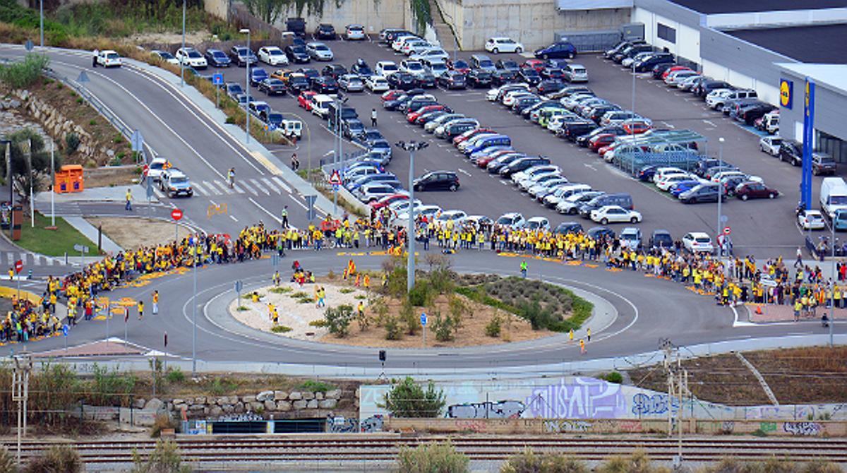 La Via Catalana de l’11 de setembre del 2014 des de l’aire.