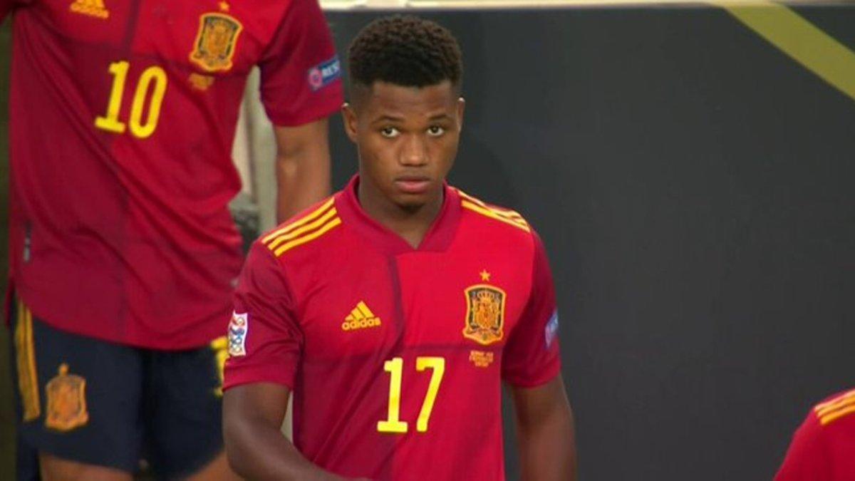 Ansu Fati, en el momento de su debut con España