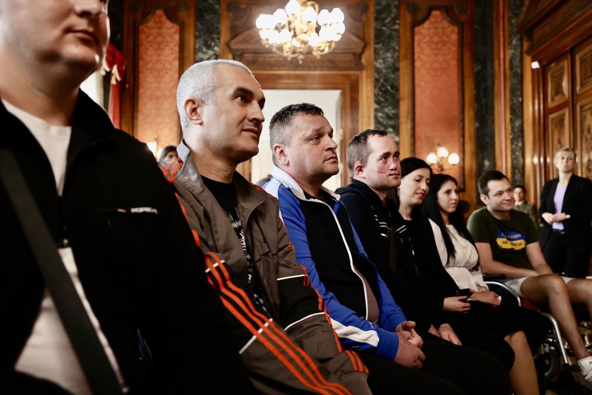 Heridos ucranianos asistentes a la entrega del galardón.