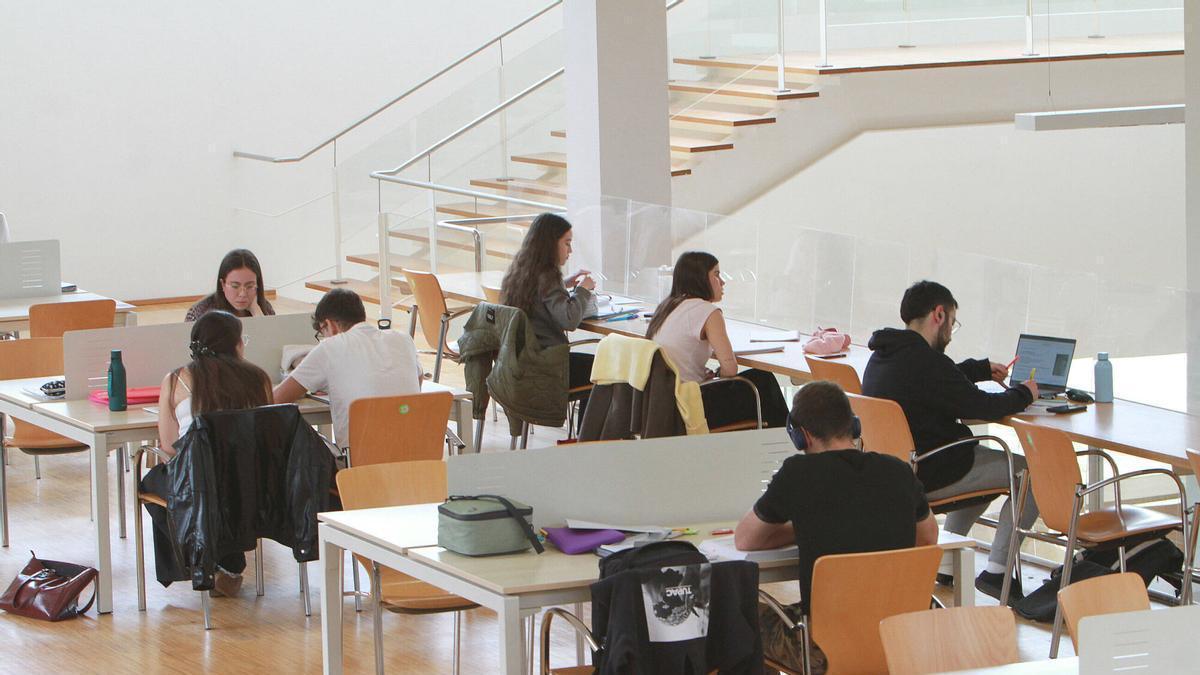 Jóvenes universitarios en la biblioteca del campus de la UVigo en Ourense.