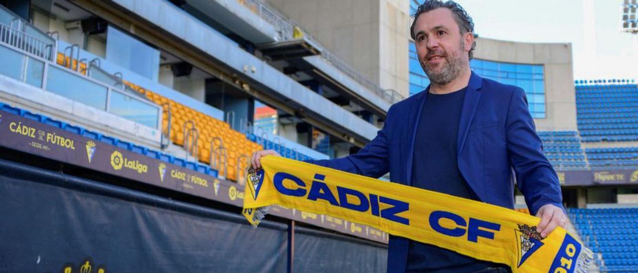 Sergio González, ayer, en su presentación como técnico del Cádiz. | Efe