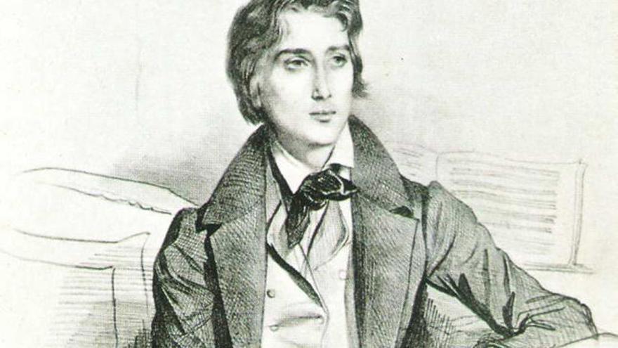 Retrato del joven Franz Liszt.