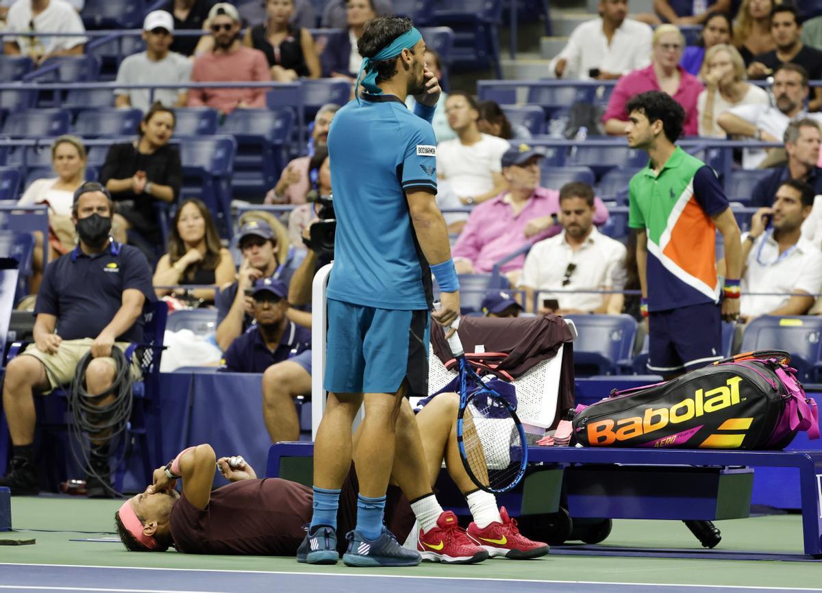 Nadal se duele de la nariz ante Fognini