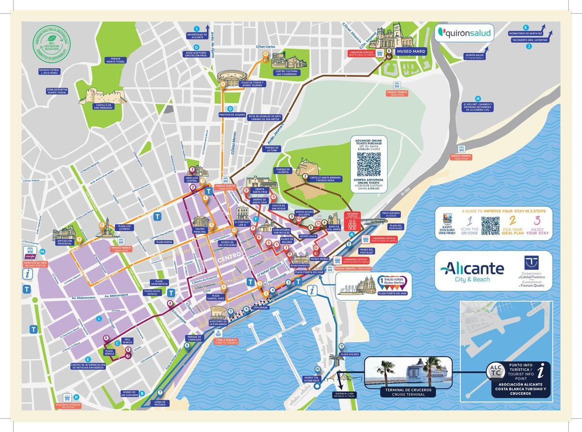 El nuevo mapa que se entrega a los cruceristas que llegan a Alicante