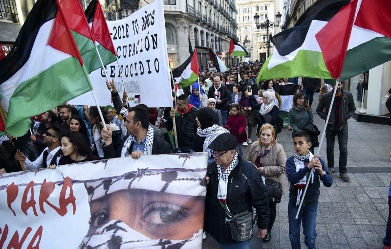 Numerosa manifestación de apoyo a la causa palestina