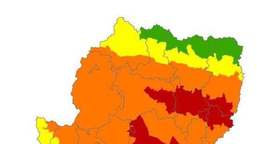 Alerta roja por peligro de incendios forestales en Bajo Ebro Forestal, Muela de Alcubierre y Somontano Oriental