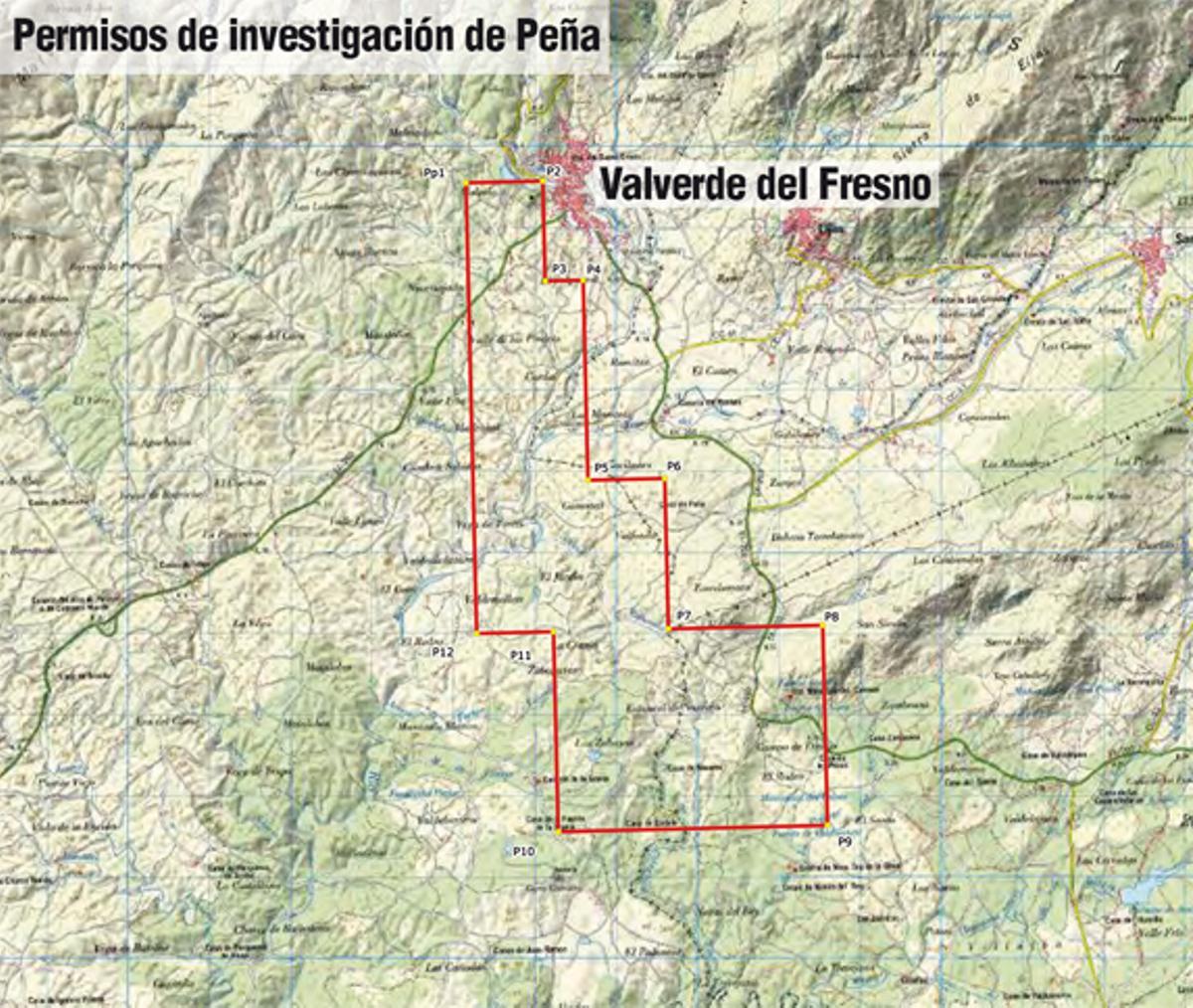 Área del permiso de investigación Peña.
