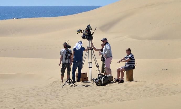 08/03/2019 MASPALOMAS, SAN BARTOLOMÉ DE TIRAJANA. Rodaje de la serie 'The Witcher' en las Dunas de Maspalomas. SANTI BLANCO