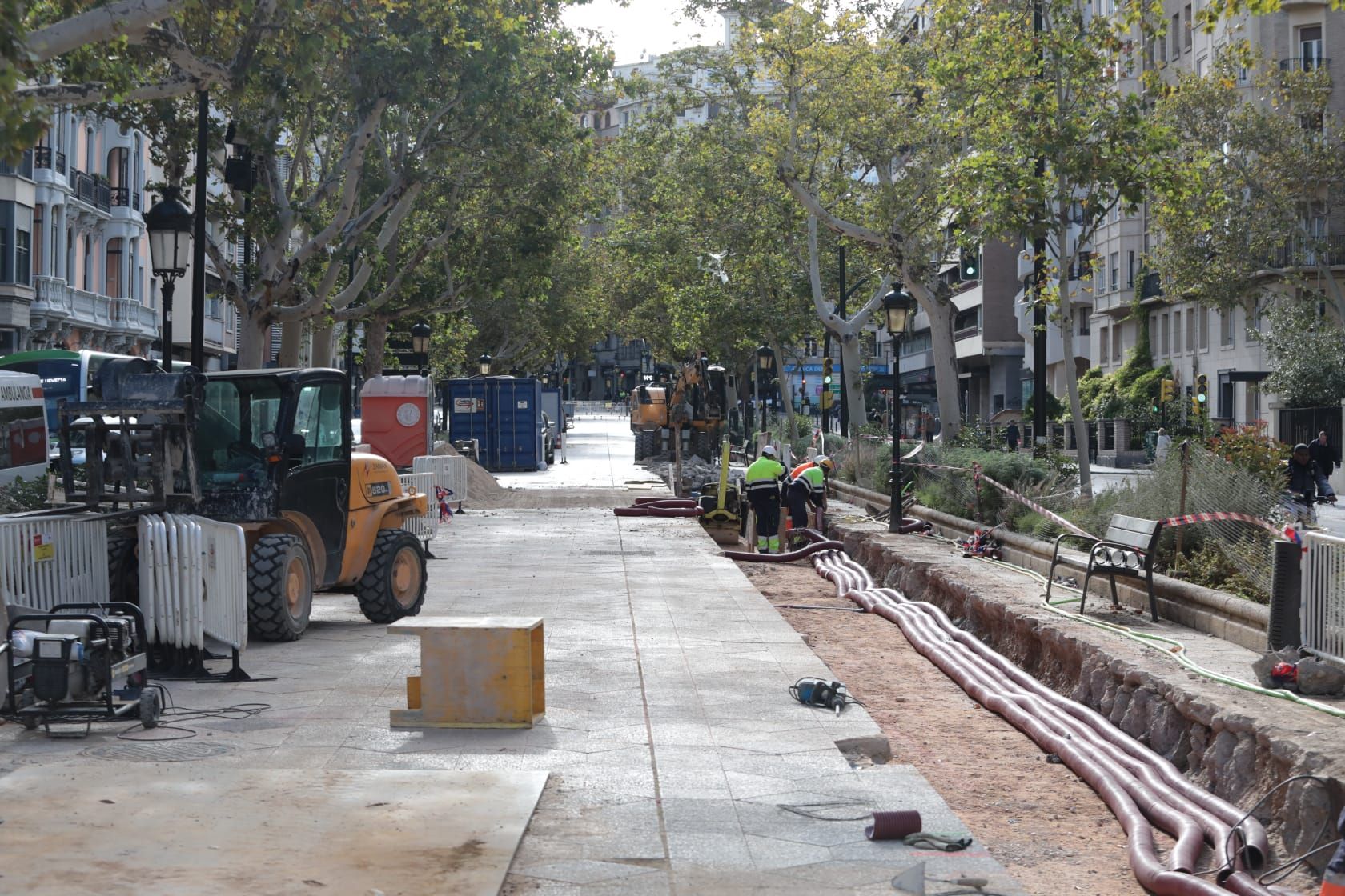 Las obras se apoderan del Paseo Sagasta de Zaragoza