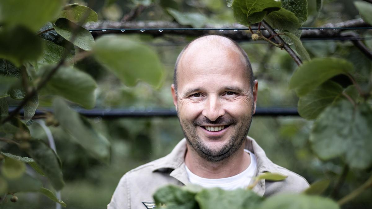 NOEL ARIAS EN SU PLANTACION DE KIWIS ECOLOGICOS