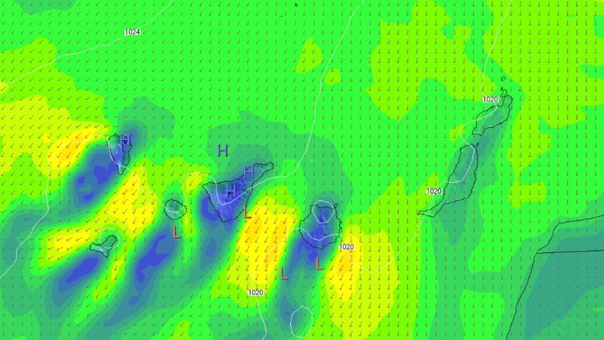 Previsión de viento en Tenerife este jueves
