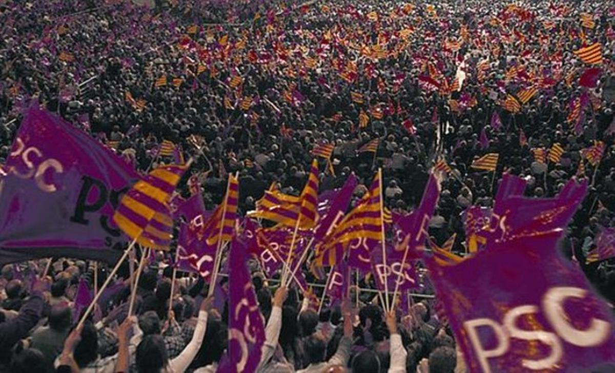 Un míting del PSC al Palau Sant Jordi.