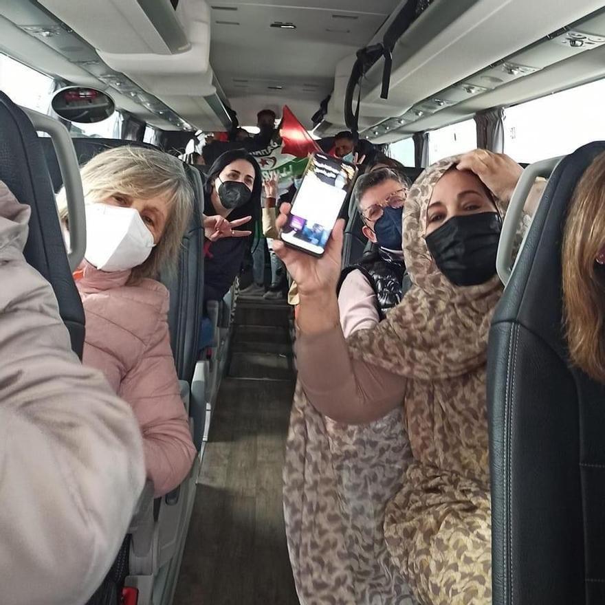 Interior del autobús que ha partido hoy desde Castellón con destino Madrid.