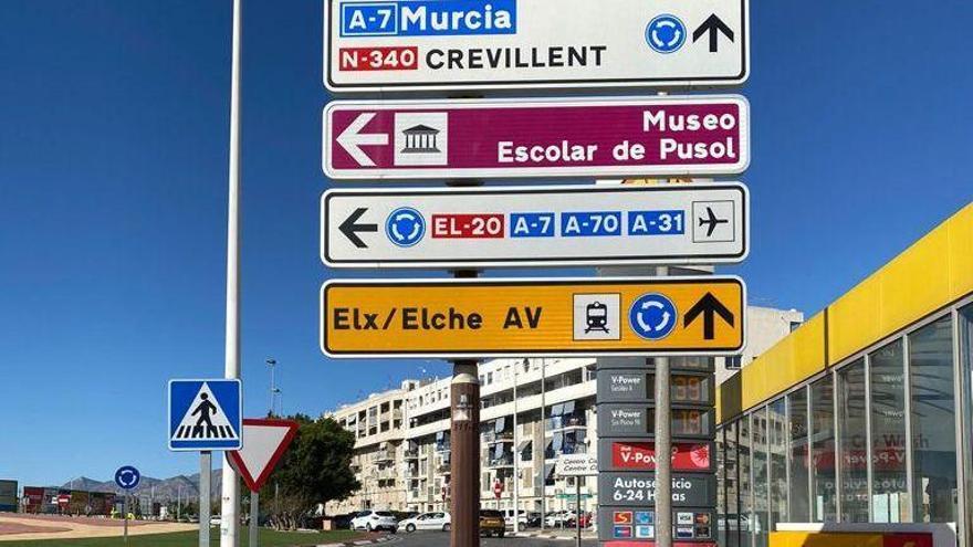 Ronda Sur de Elche, con la nueva señalización del