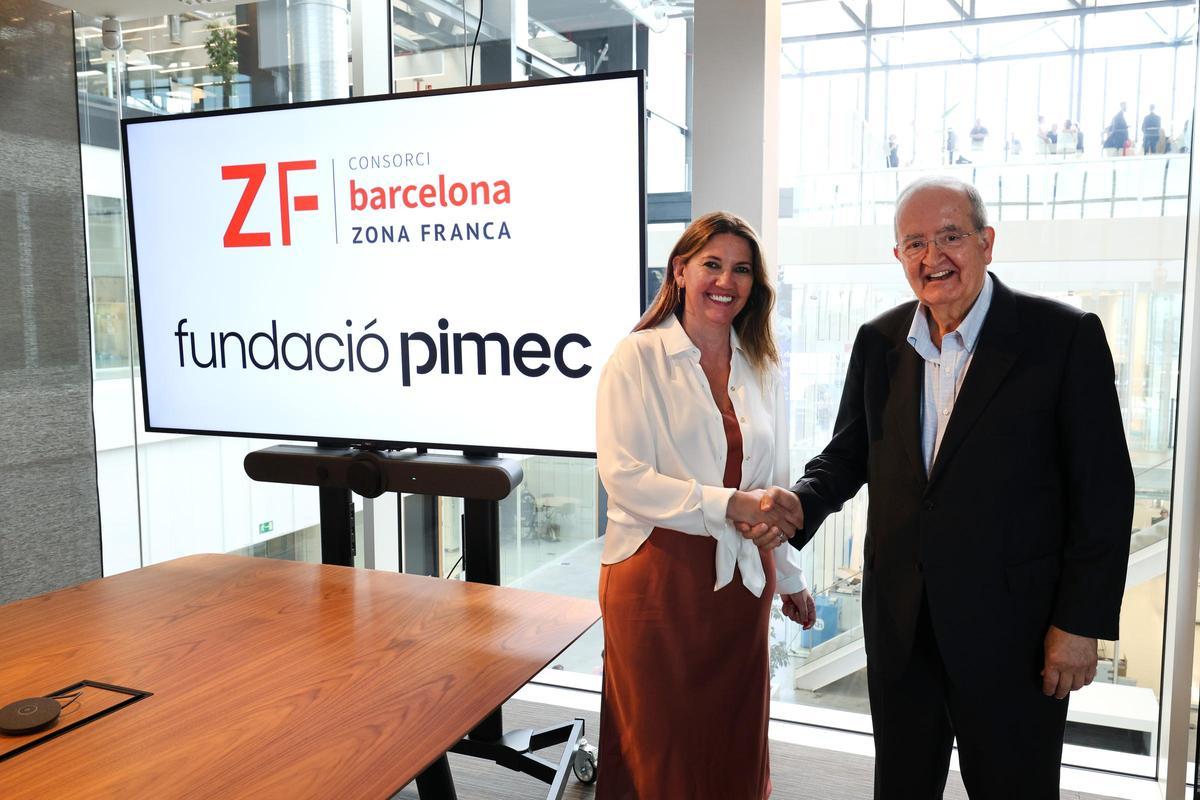 Blanca Sorigué, directora general del CZFB, i Josep González, president de la Fundació Pimec. Blanca Sorigué, directora general del CZFB, i Josep González, president de la Fundació Pimec.