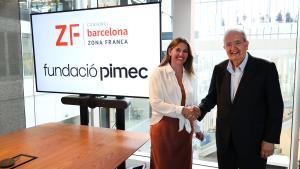 Blanca Sorigué, directora general del CZFB, i Josep González, president de la Fundació Pimec.