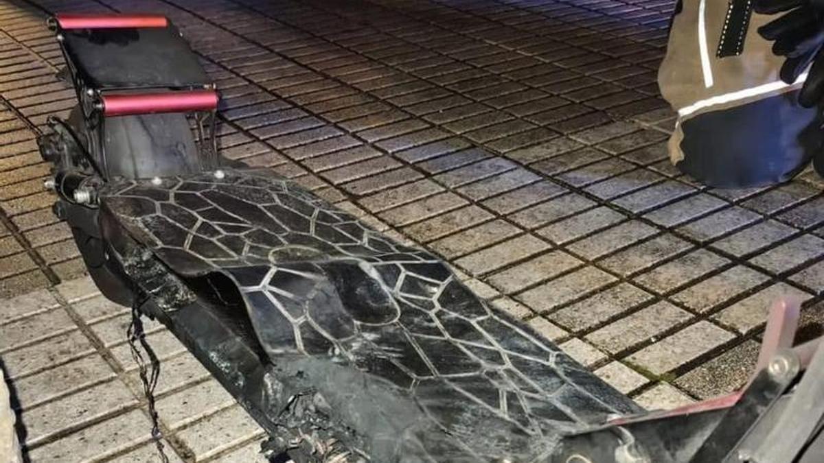 Estado en el que quedó el patinete.