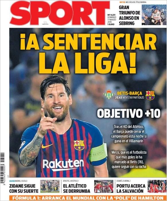 Portada SPORT domingo 17 marzo 2019