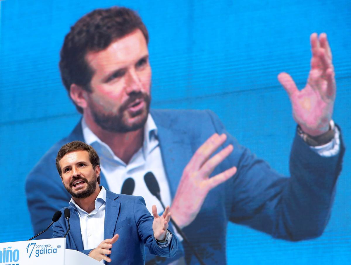 El presidente del PP, Pablo Casado, en un acto del partido en Galicia, el pasado 17 de julio.