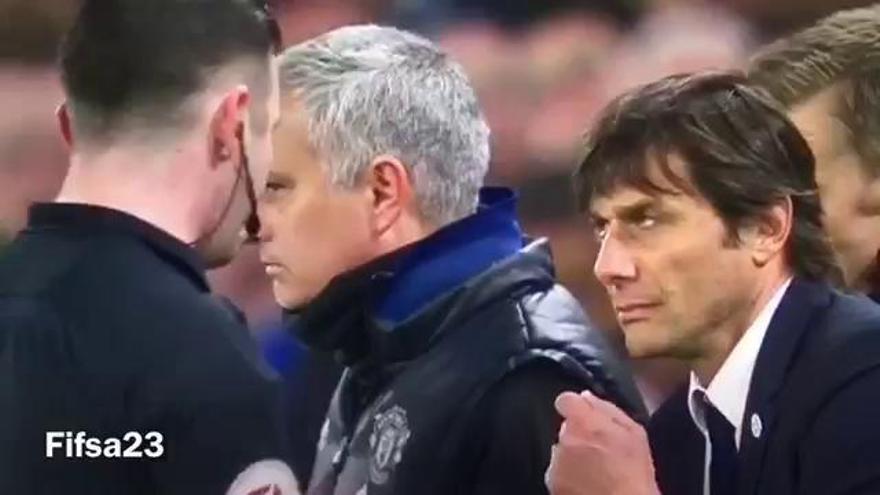 Conte y Mourinho se encaran y tiene que intervenir el 4º árbitro