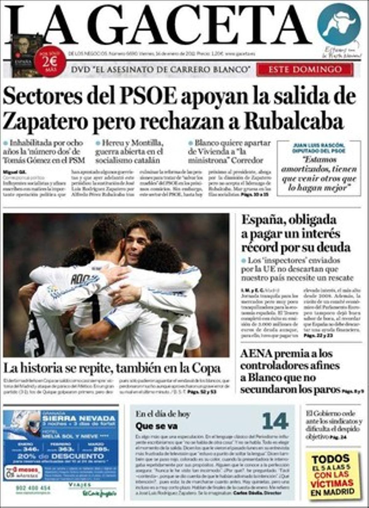 ’La Gaceta’ realça a més que el Ministeri de Defensa intenta fer caixa per superar les retallades amb la venda d’un patrimoni d’11 milions de metres quadrats de sòl, i també que les matriculacions de motos baixen a Espanya per tercer any consecutiu.