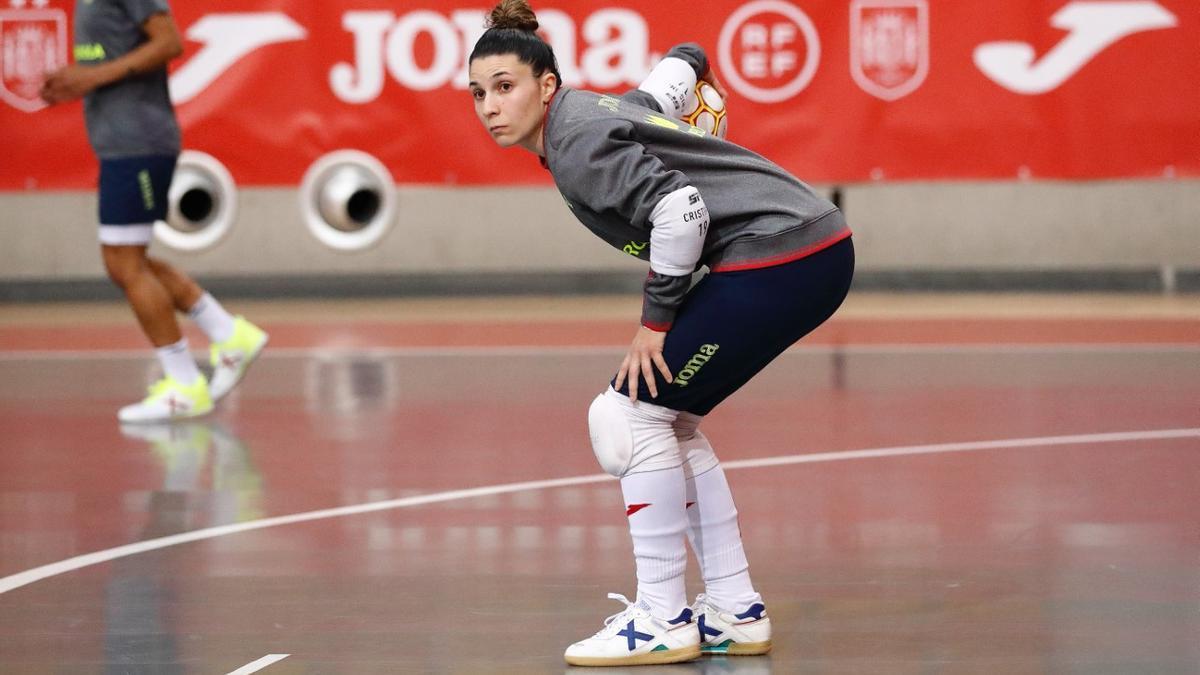 Cristina García, en una sesión de entrenamiento con la selección.