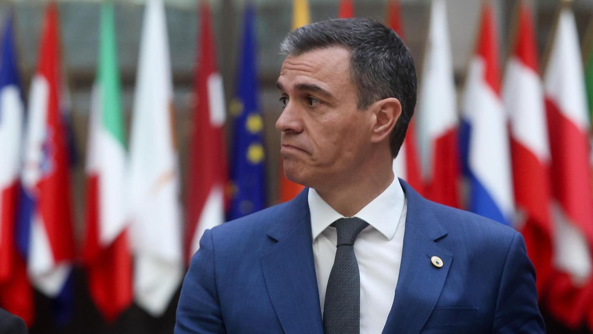 El presidente del Gobierno español, Pedro Sánchez, este jueves a su llegada a la cumbre de líderes de la UE en Bruselas.