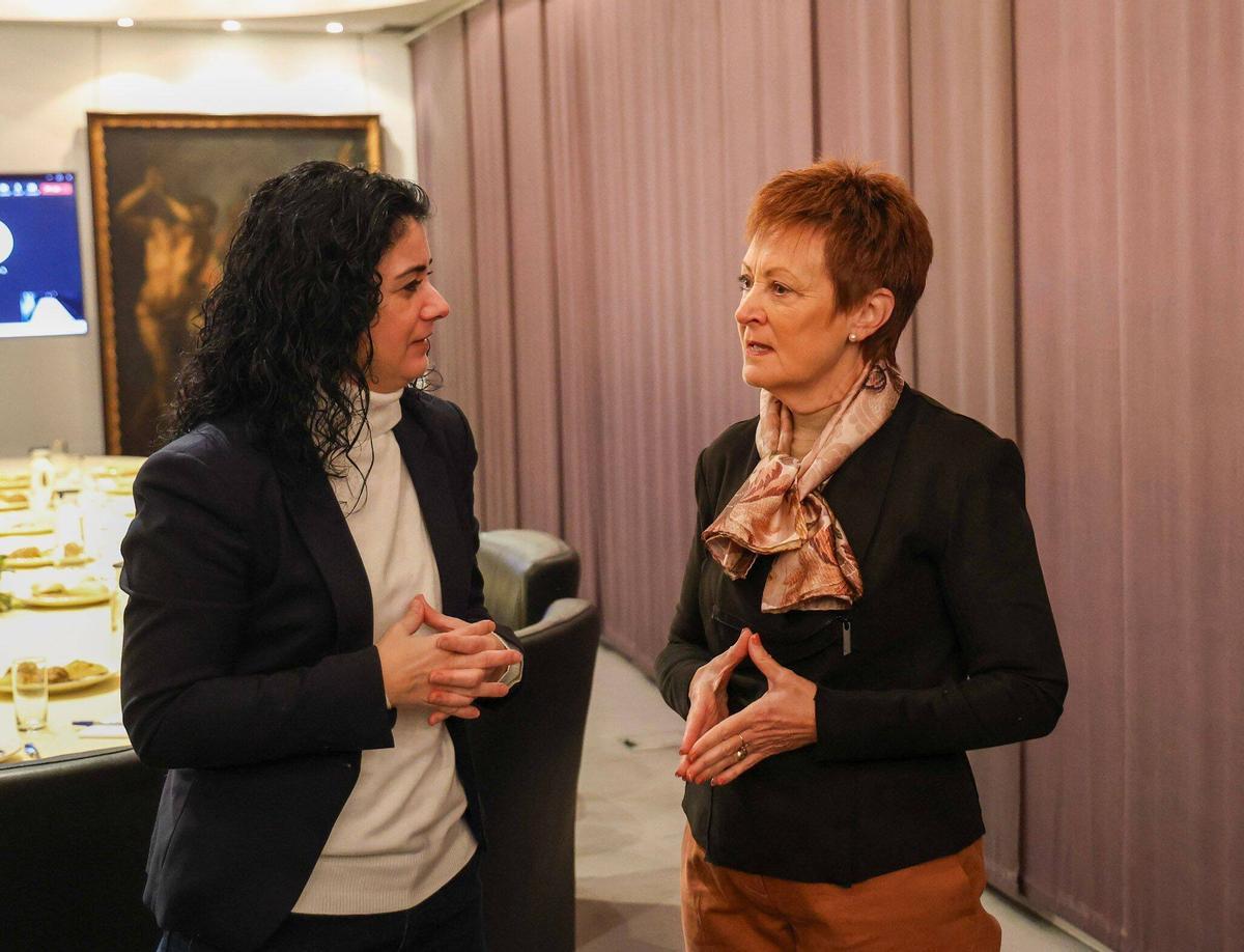 Ana García Alcolea y Mavi Mestre, en una de las reuniones del Consejo Local de València.