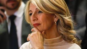La vicepresidenta segunda del Gobierno y ministra de Trabajo y Economía Social, Yolanda Díaz, en un acto el pasado febrero.