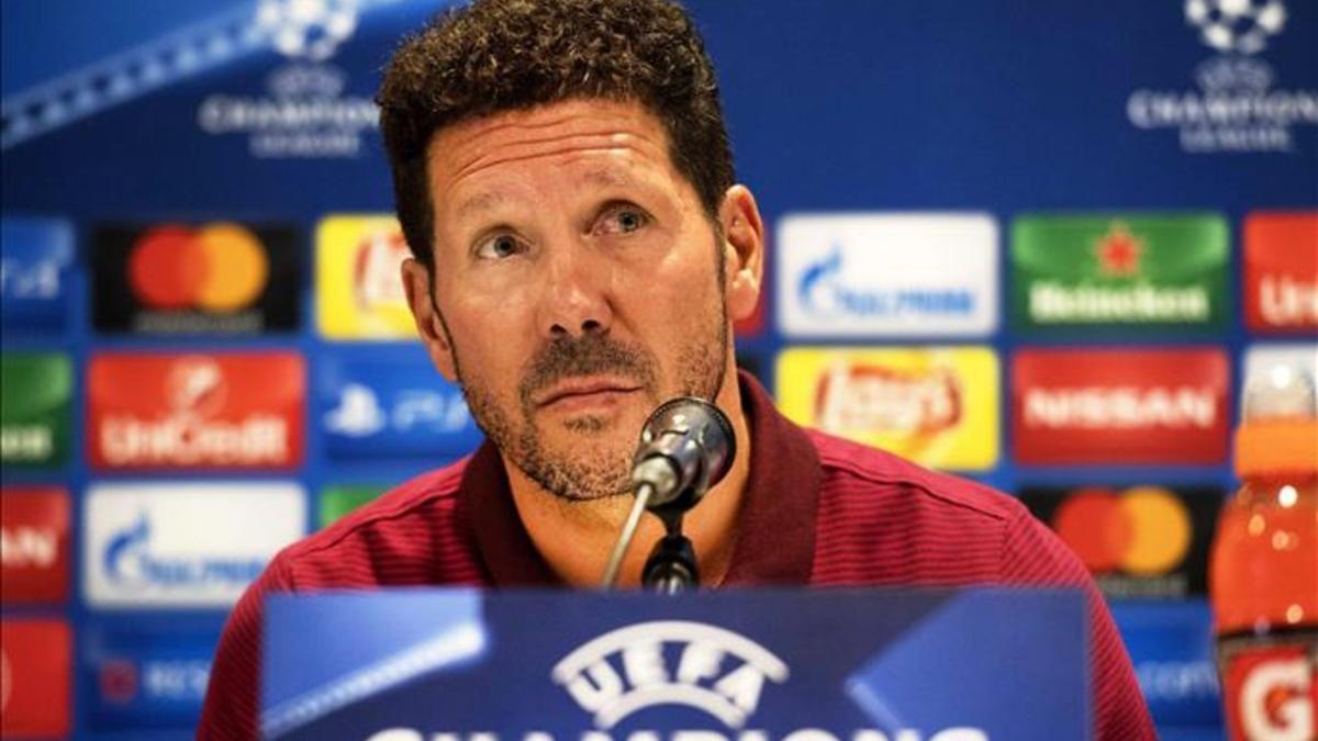 Diego Simeone, entrenador del Atlético de Madrid, en una rueda de prensa