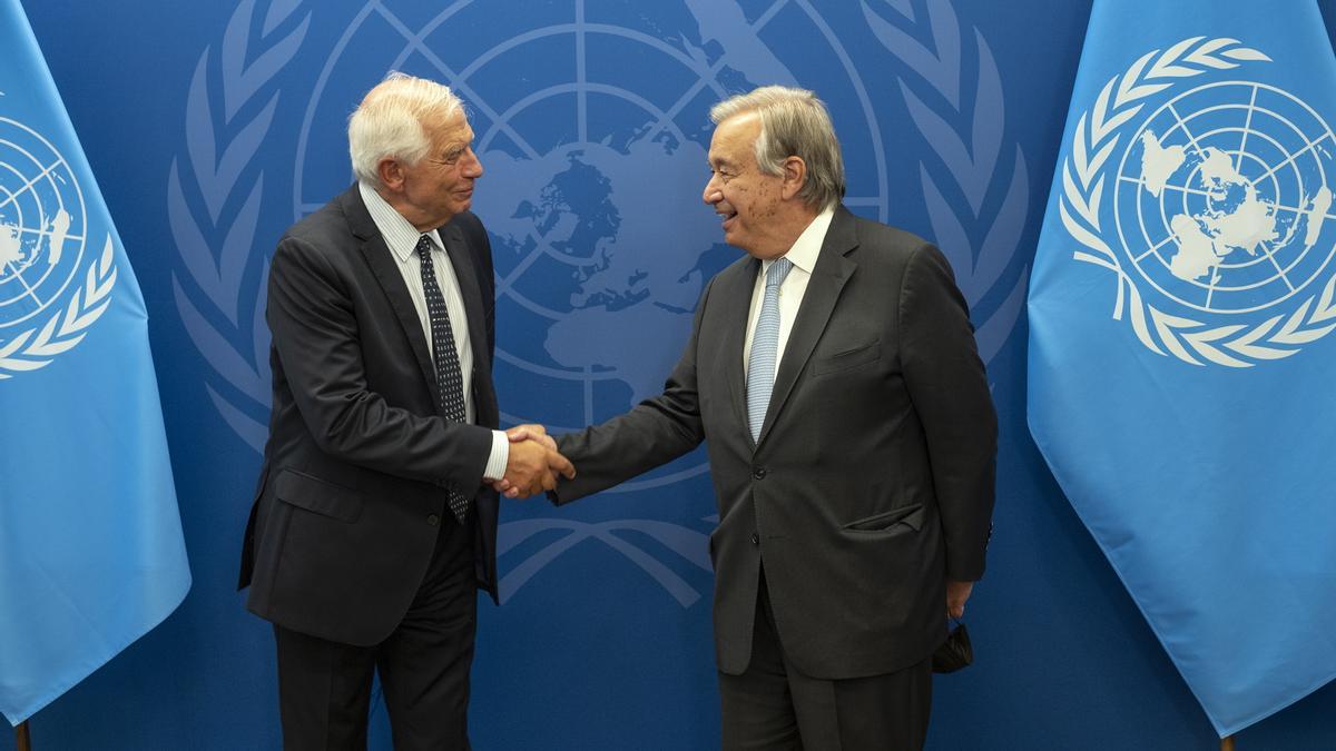 Josep Borrell, a su llegada a la Asamblea General de la ONU.