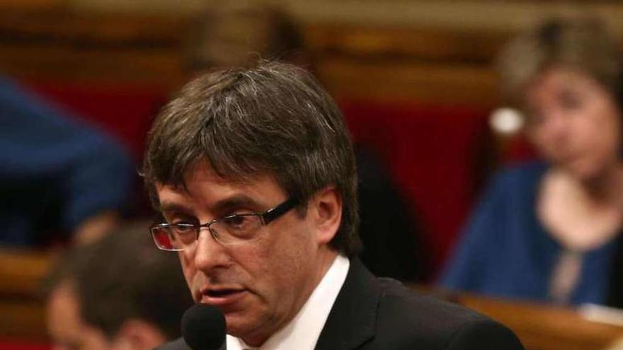 Puigdemont, esta semana, en el Parlamento catalán. // Efe