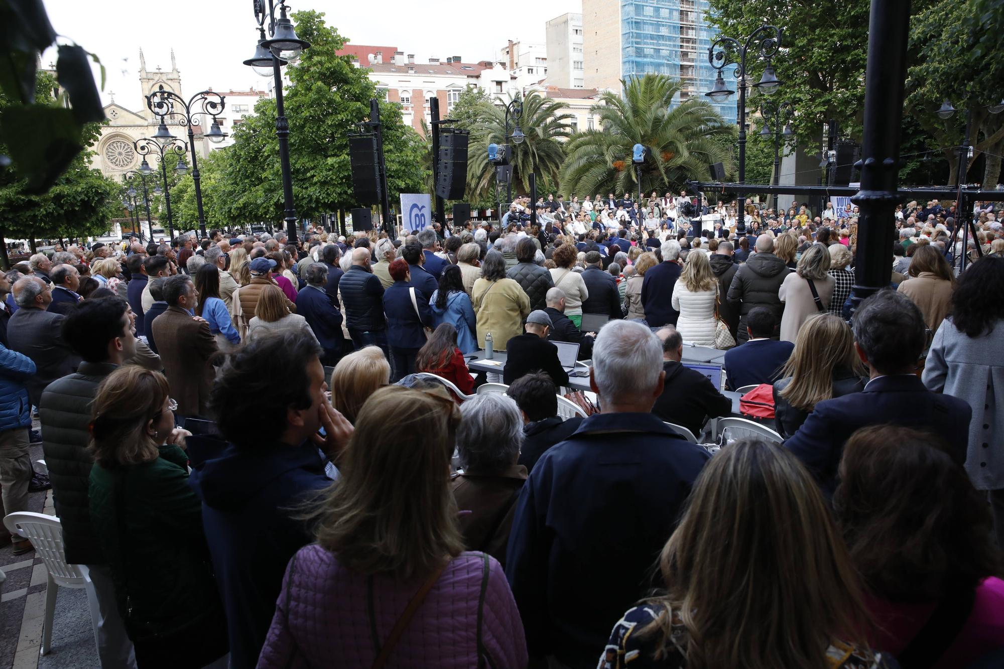Mitin del PP en Gijón con la presencia del presidente del partido, Alberto Núñez Feijóo.