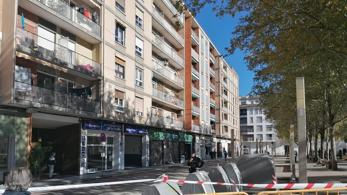 Fincas afectadas en la plaza Santa Clara de Huesca.