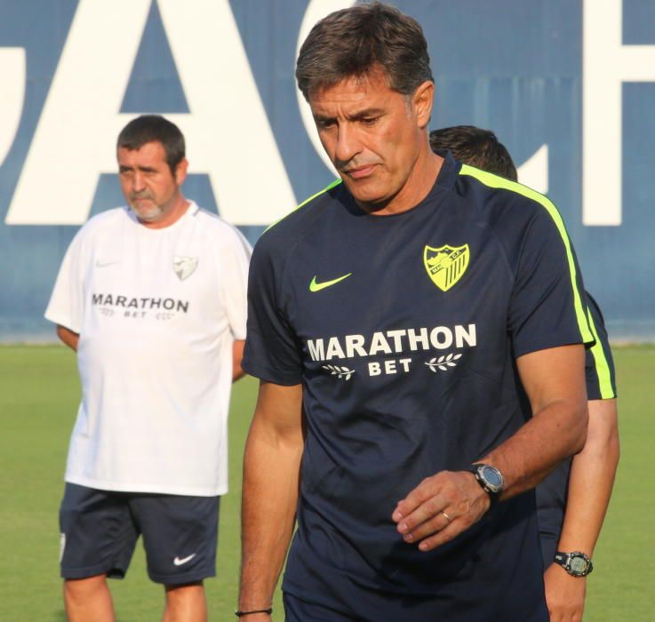 Entrenamiento del Málaga CF tras la derrota en Valencia