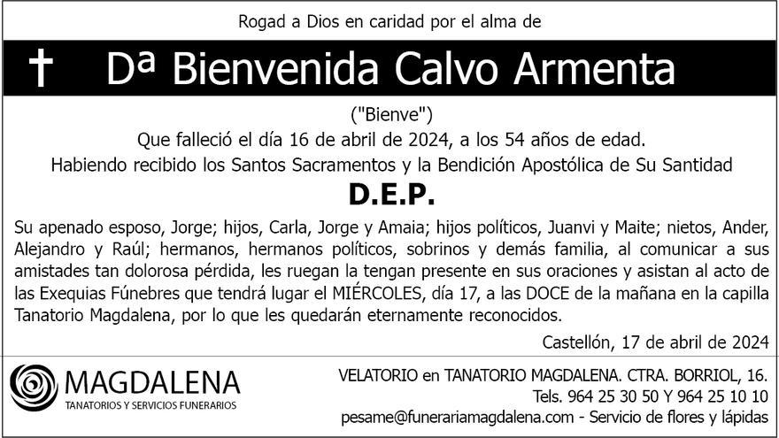 Dª Bienvenida Calvo Armenta