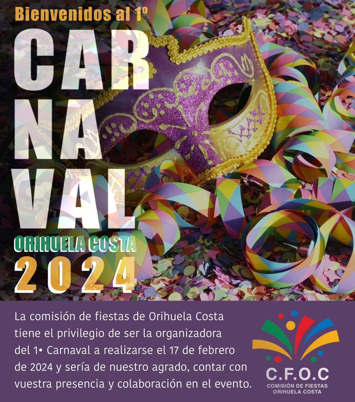 Cartel del primer Carnaval de Orihuela Costa.