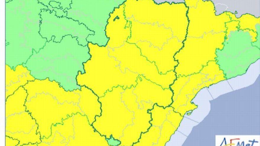 Todo Aragón hoy y parte de mañana, en alerta amarilla por riesgo de tormentas