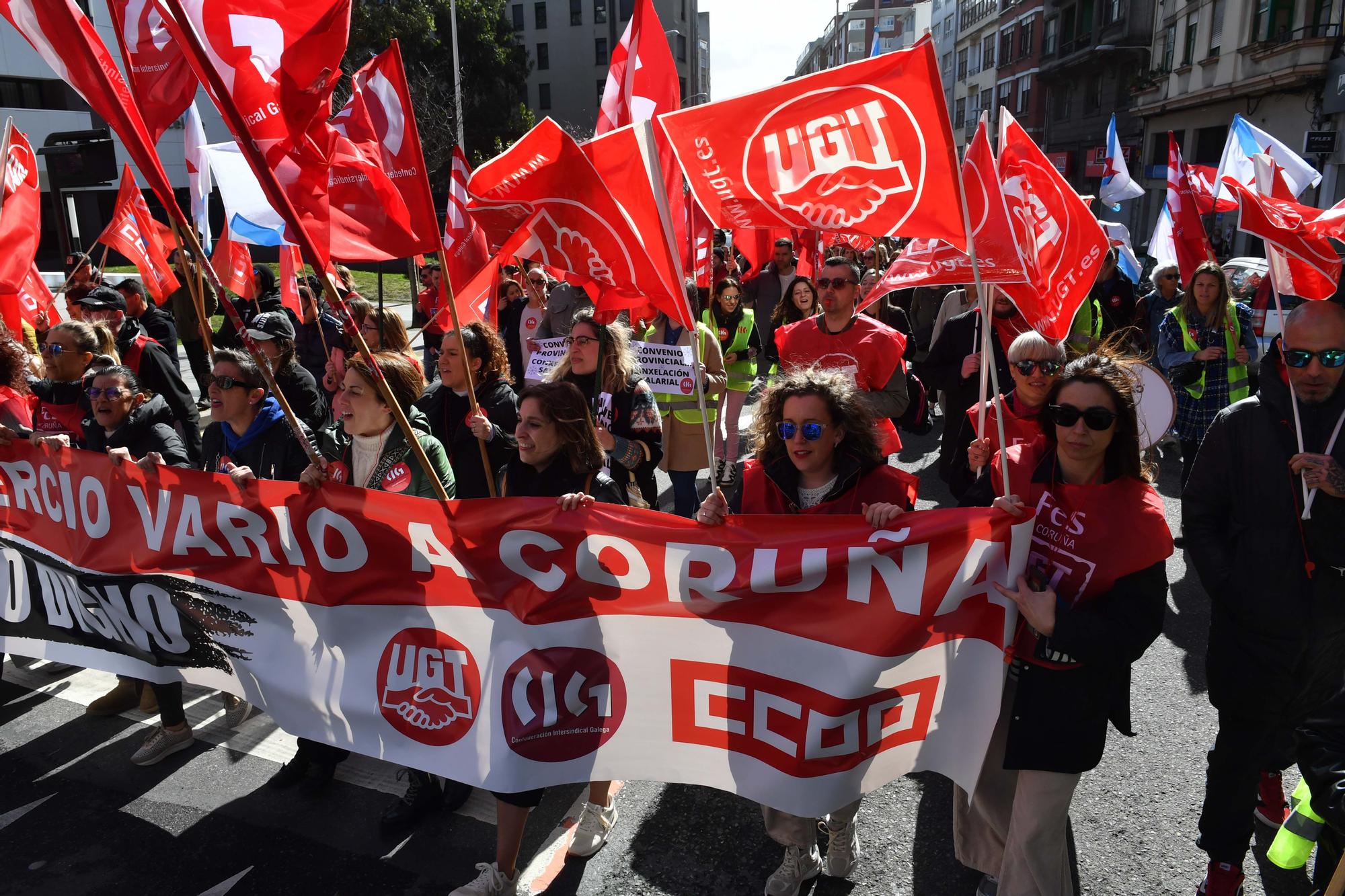 Manifestación de trabajadores del comercio en A Coruña