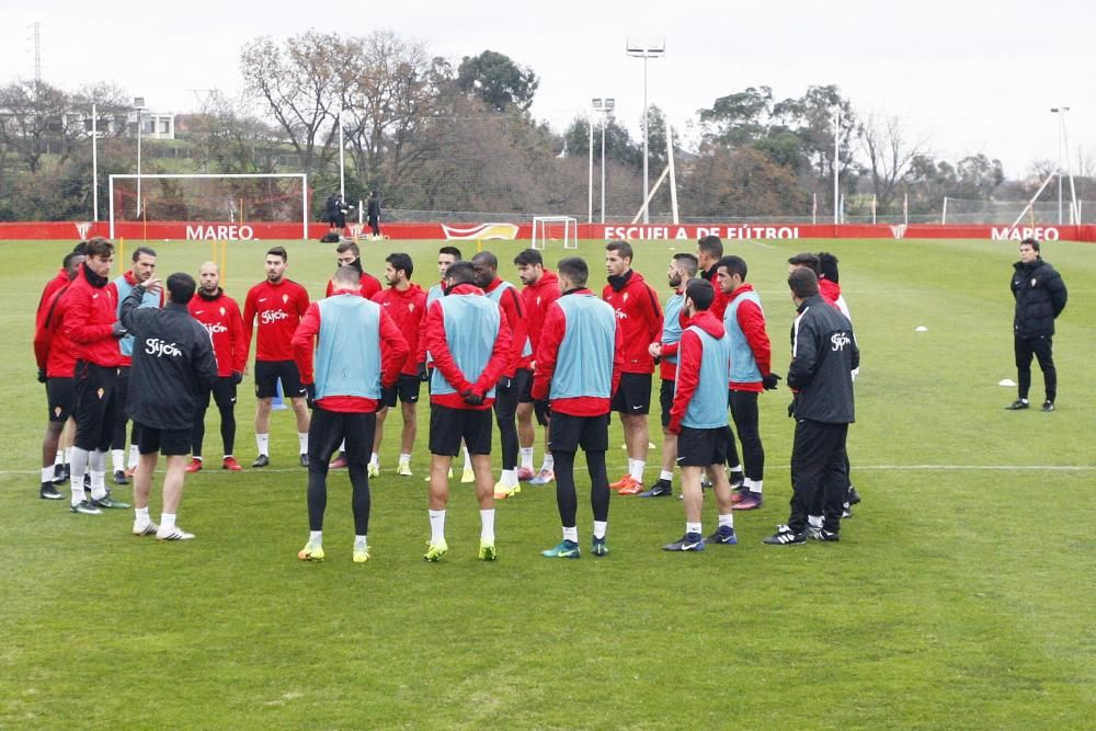 Rubi dirige su primer entrenamiento como técnico del Sporting