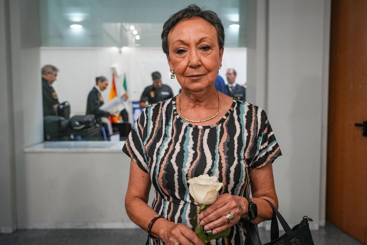 Andrea María Seco tras el acto de homenaje en la delegación del Gobierno en Extremadura.