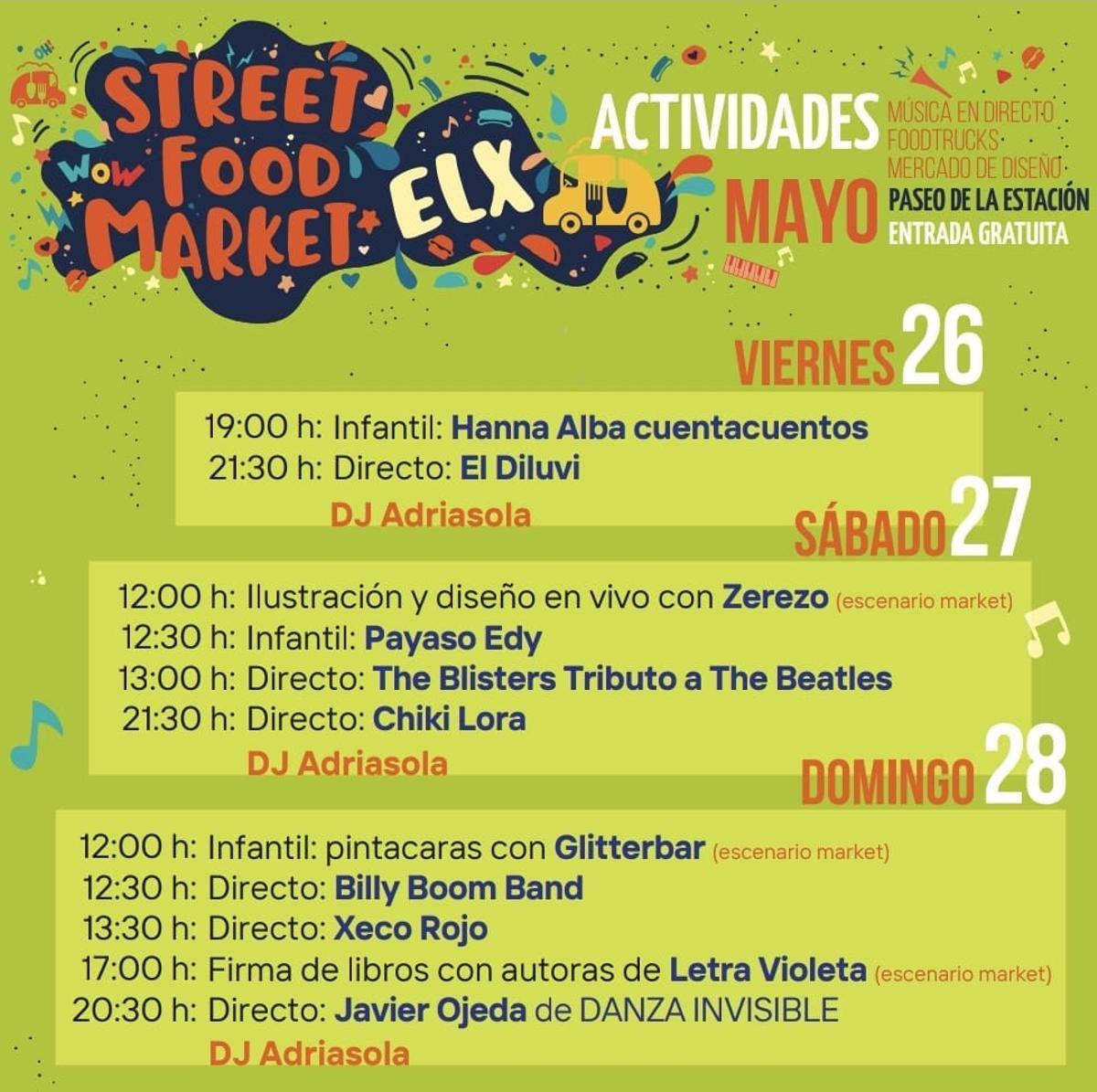 Toda la programación del Elx Food Street Market